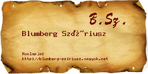 Blumberg Szíriusz névjegykártya